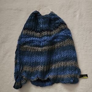 Rikka Knit Blue and Gray Infinity Scarf